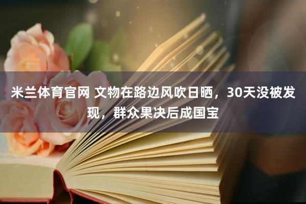 米兰体育官网 文物在路边风吹日晒，30天没被发现，群众果决后成国宝