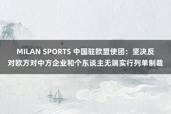 MILAN SPORTS 中国驻欧盟使团：坚决反对欧方对中方企业和个东谈主无端实行列单制裁