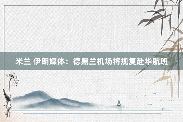 米兰 伊朗媒体：德黑兰机场将规复赴华航班