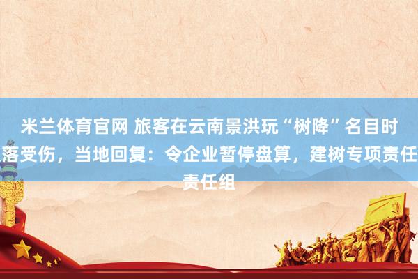 米兰体育官网 旅客在云南景洪玩“树降”名目时陨落受伤，当地回复：令企业暂停盘算，建树专项责任组