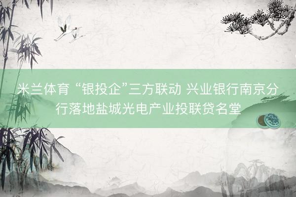 米兰体育 “银投企”三方联动 兴业银行南京分行落地盐城光电产业投联贷名堂
